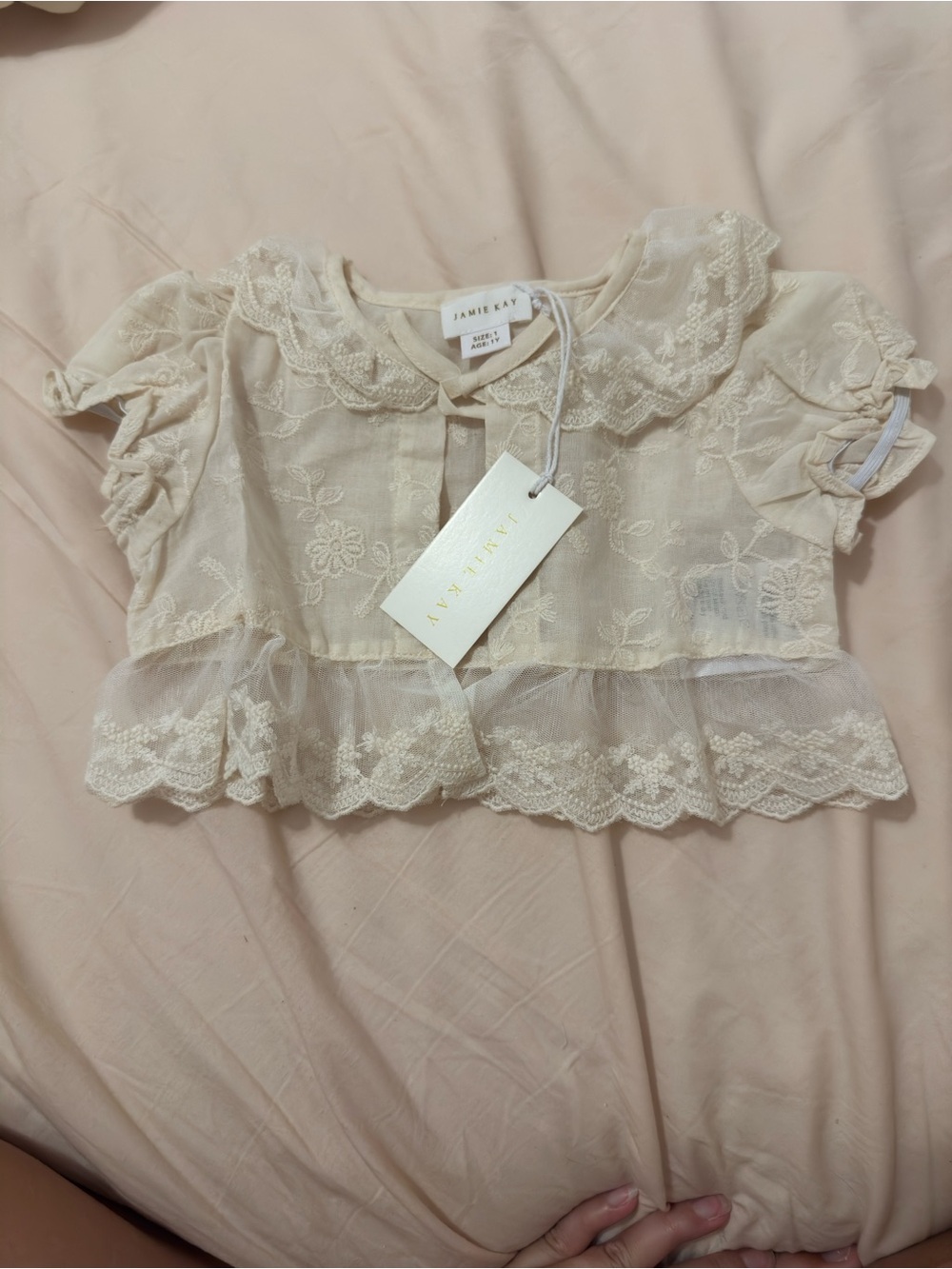 Jamie Kay Cream Lace Peplum Baby Blouse